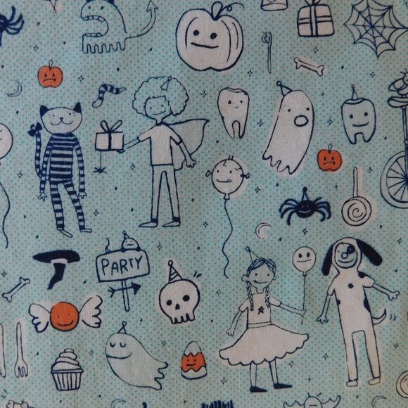Lil Monsters Tricks & Treats Party Cotton Steel Halloween ghost cat fabric BTHY - Picture 7 of 16